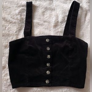 Black button down crop top